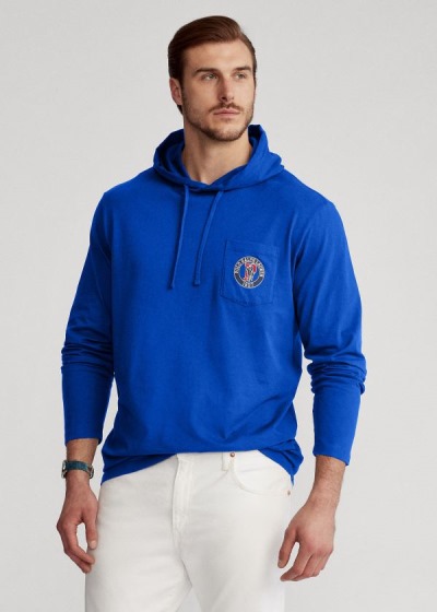 Playeras Polo Ralph Lauren Hombre Azul Rey Azules - Cotton Jersey Hooded - TUMHB1865